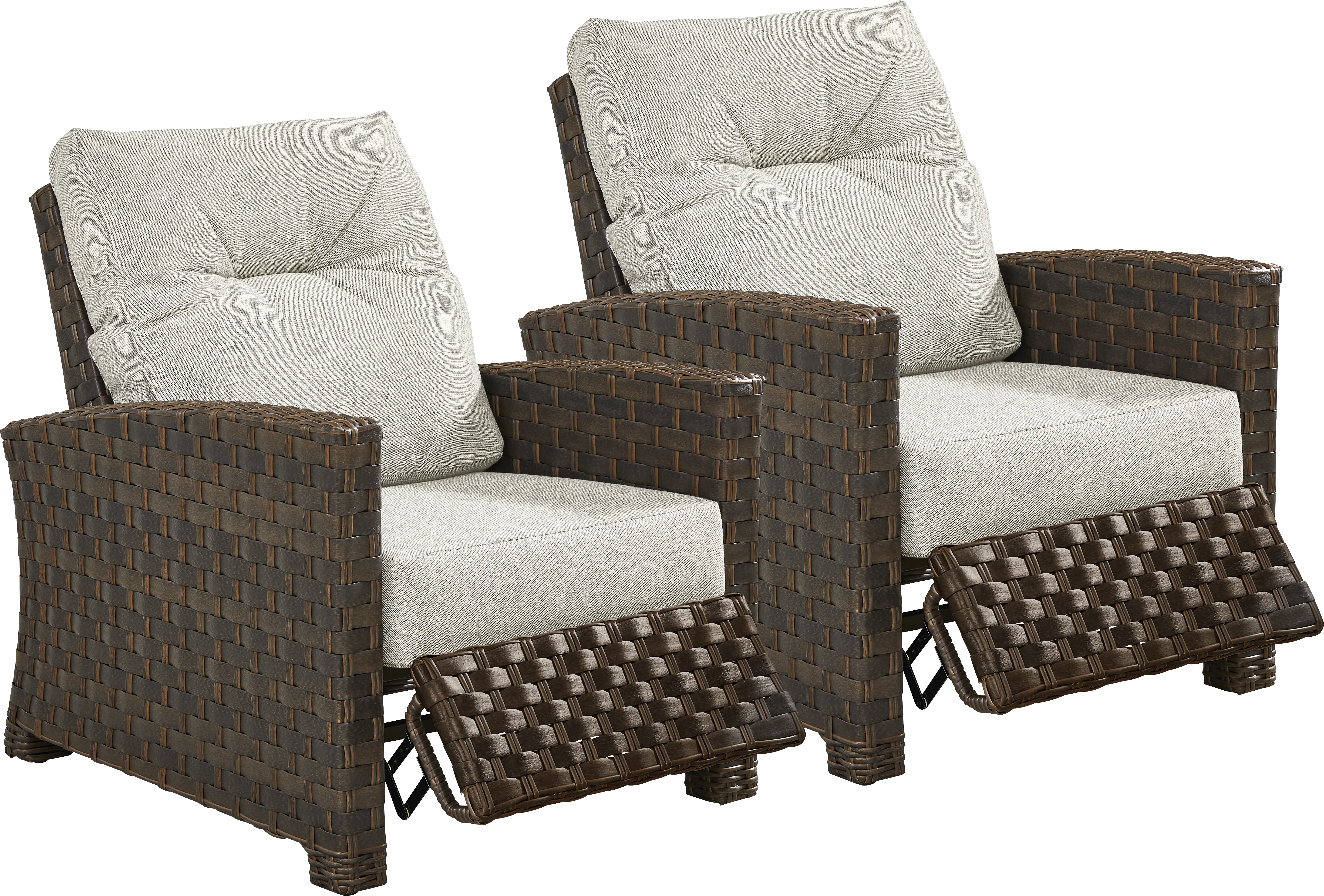 Mantra Brown Outdoor Recliner with Ash Cushions, Set of 2 - Thumbnail - Image 1