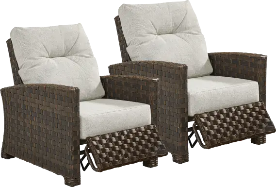 Mantra Brown Outdoor Recliner with Ash Cushions, Set of 2