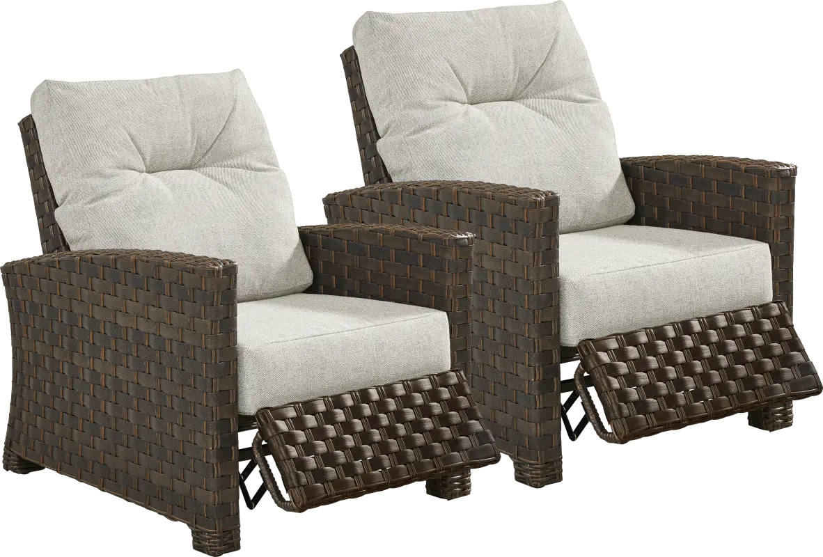 Mantra Brown Outdoor Recliner with Ash Cushions, Set of 2