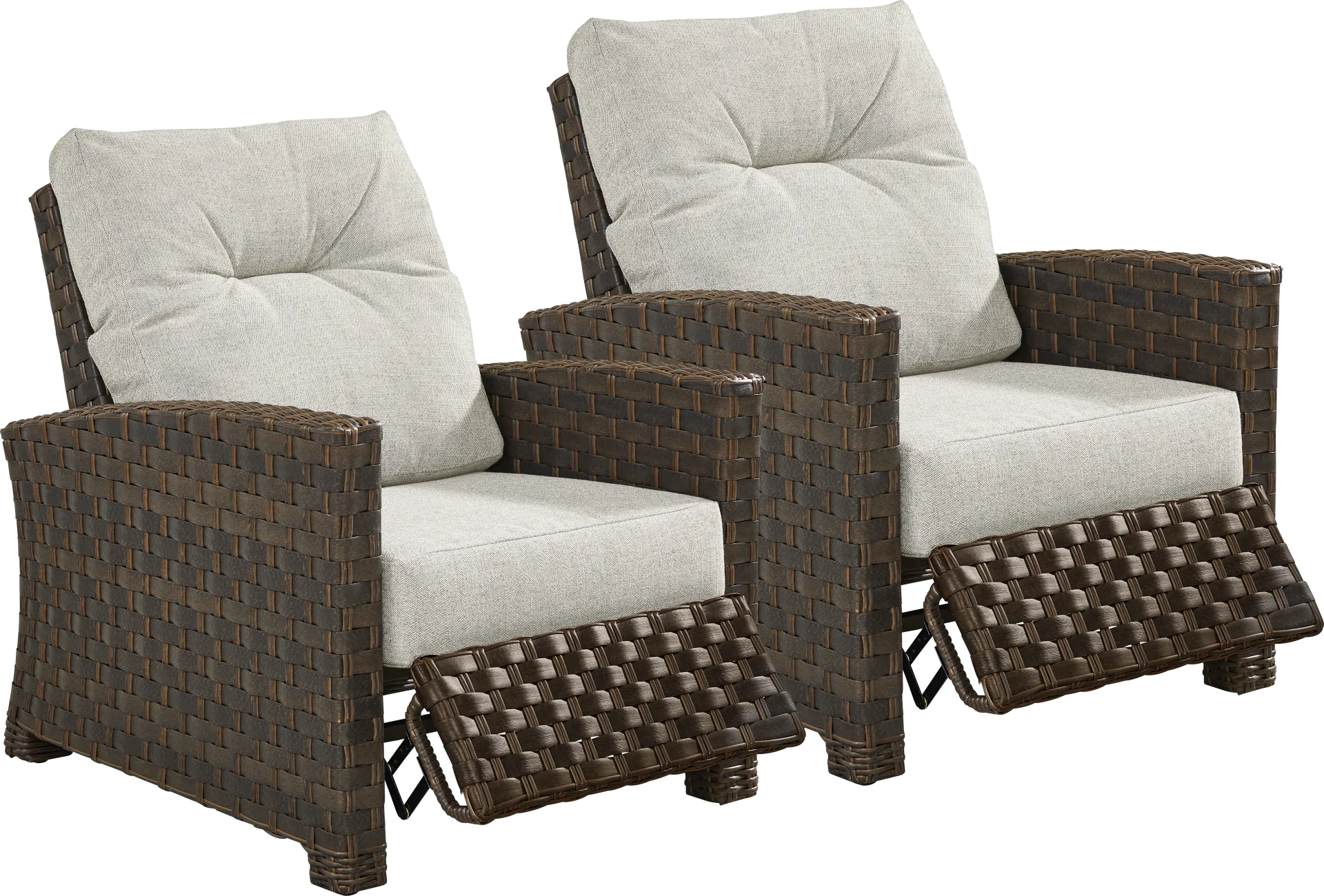Mantra Brown Outdoor Recliner with Ash Cushions, Set of 2 - Image 1
