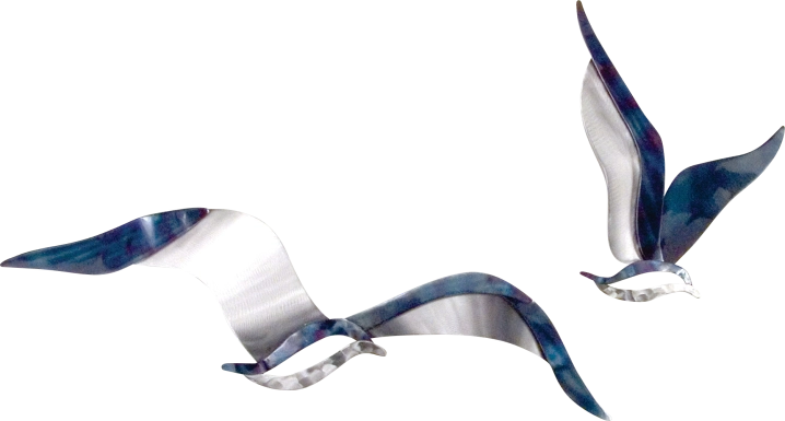 Flying Seagulls Blue Indoor/Outdoor Set of 2 Wall Decor