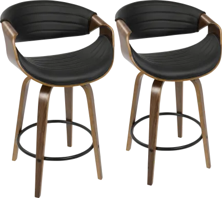 Symphony Place Black Counter Height Swivel Stool (Set of 2)