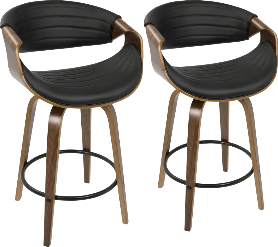 Symphony Place Black Counter Height Swivel Stool (Set of 2)