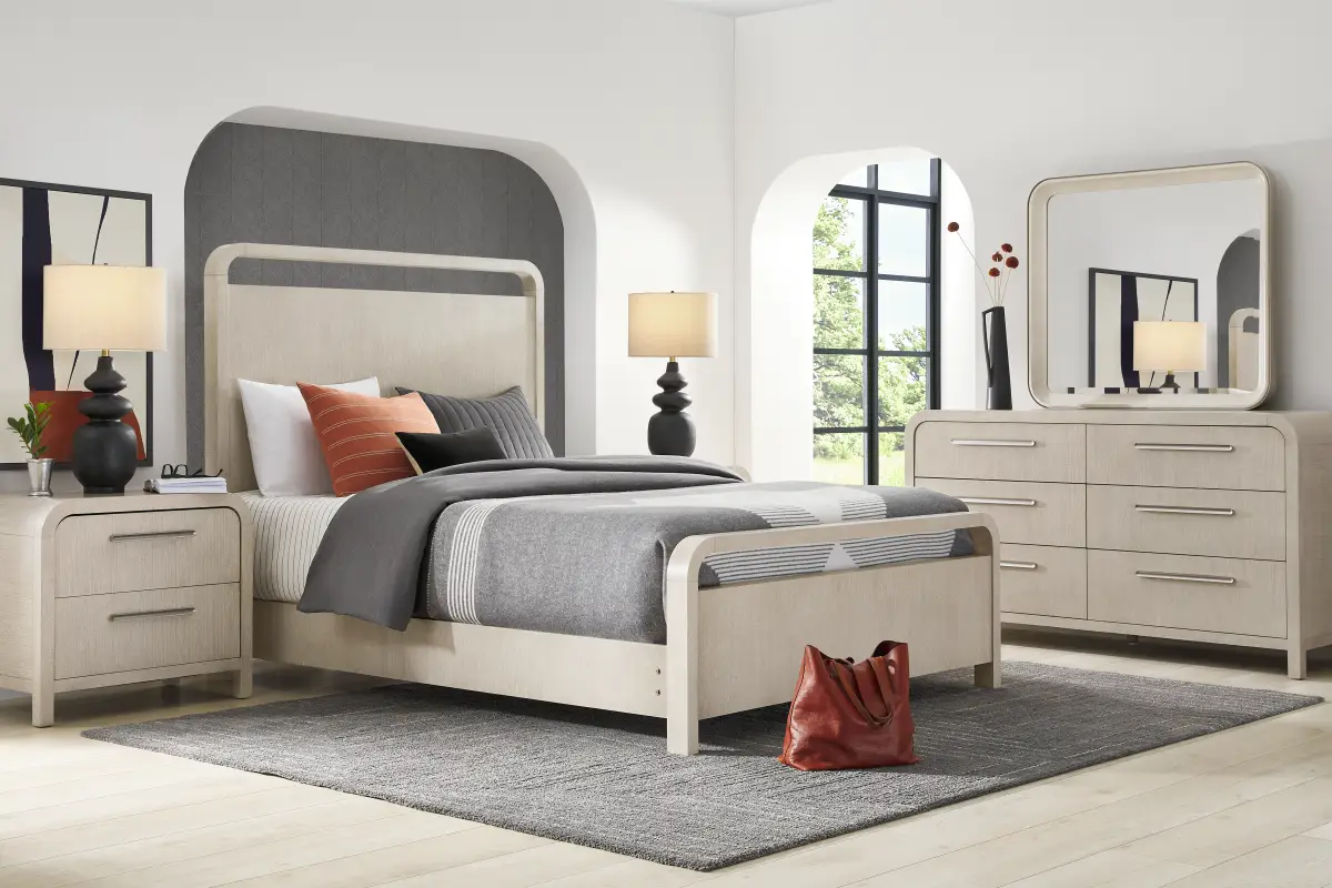 Spectrrum Kin Panel Bed Drew & Jonathan Canyon 7 Pc Light Gray King Bedroom Set With 3 Pc King ...
