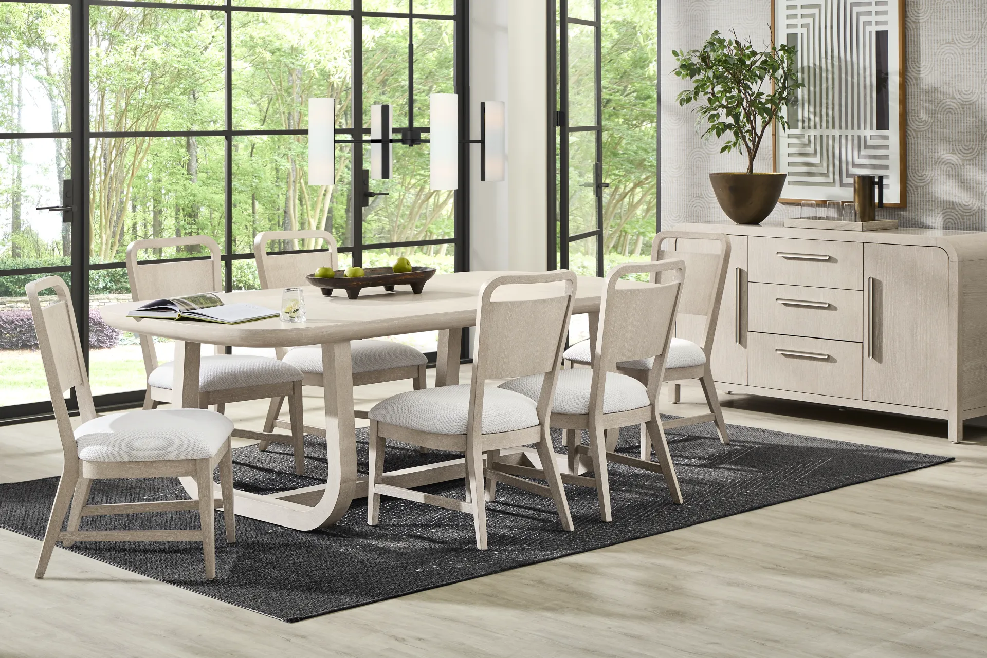 Canyon Light Gray 8 Pc Dining Room with Panel Back Chairs - Image 1