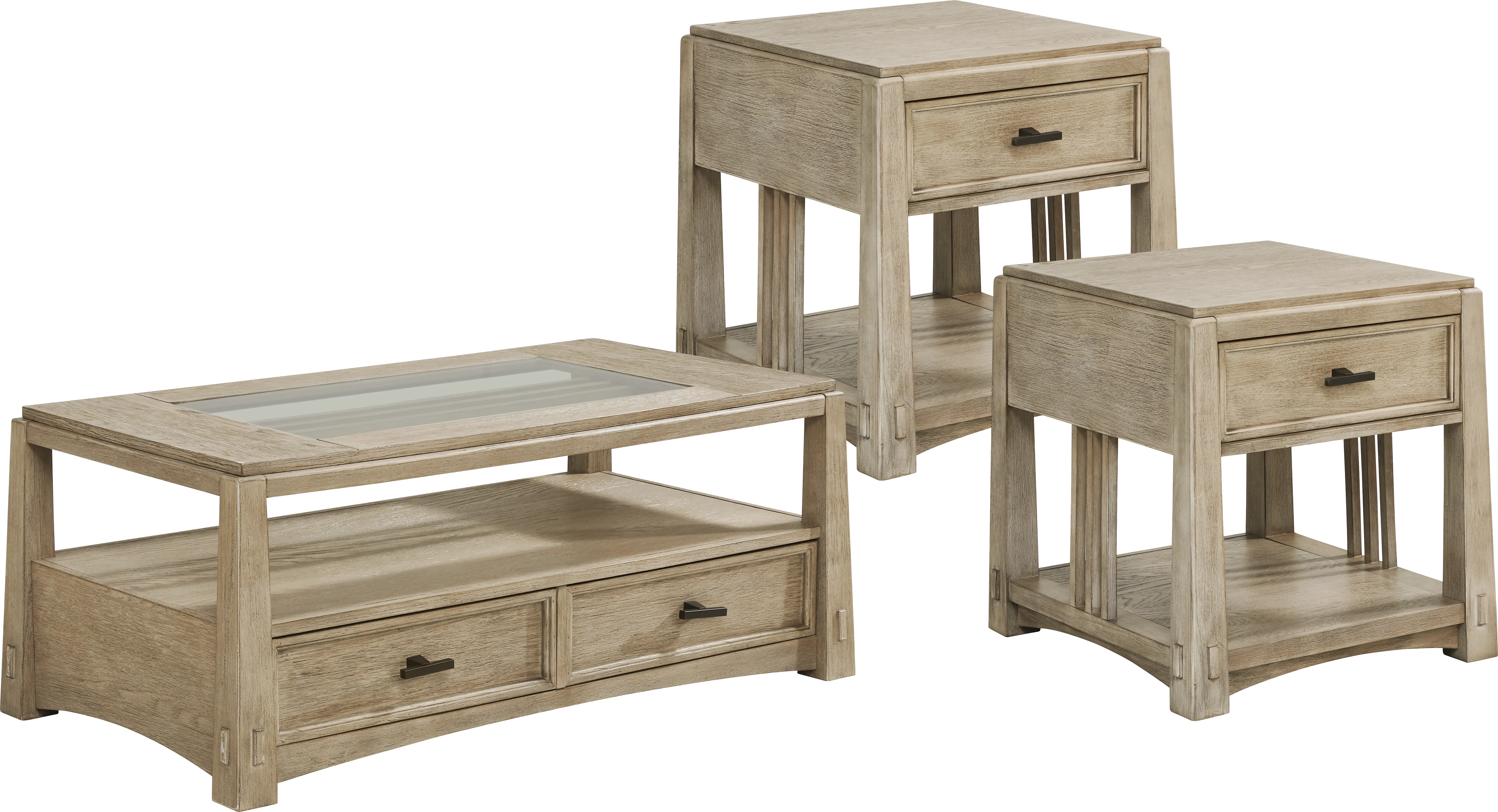Keaton Natural 3 Pc Table Set - Thumbnail - Image 1