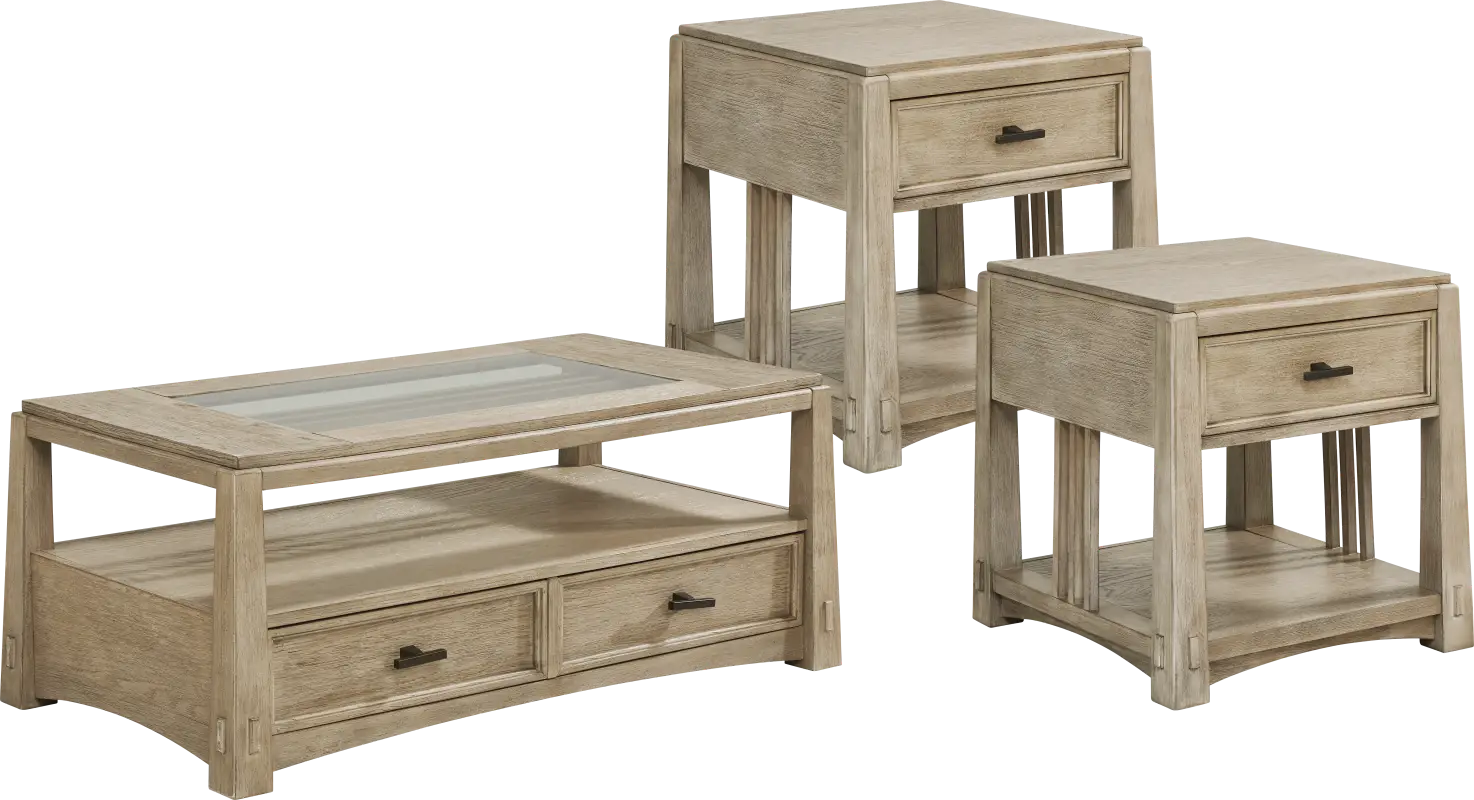 Keaton Natural 3 Pc Table Set