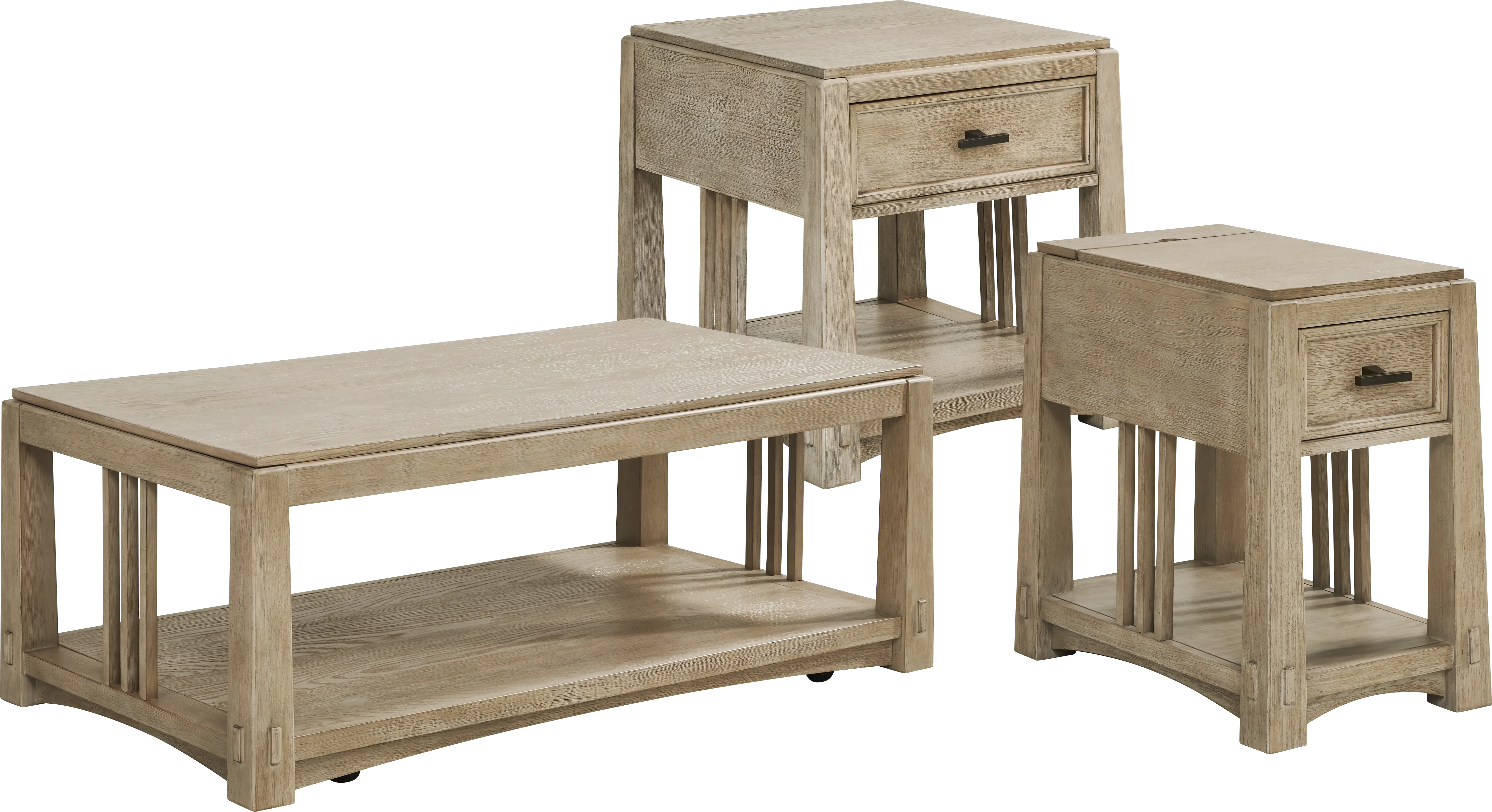 Keaton Natural 3 Pc Table Set - Thumbnail - Image 1