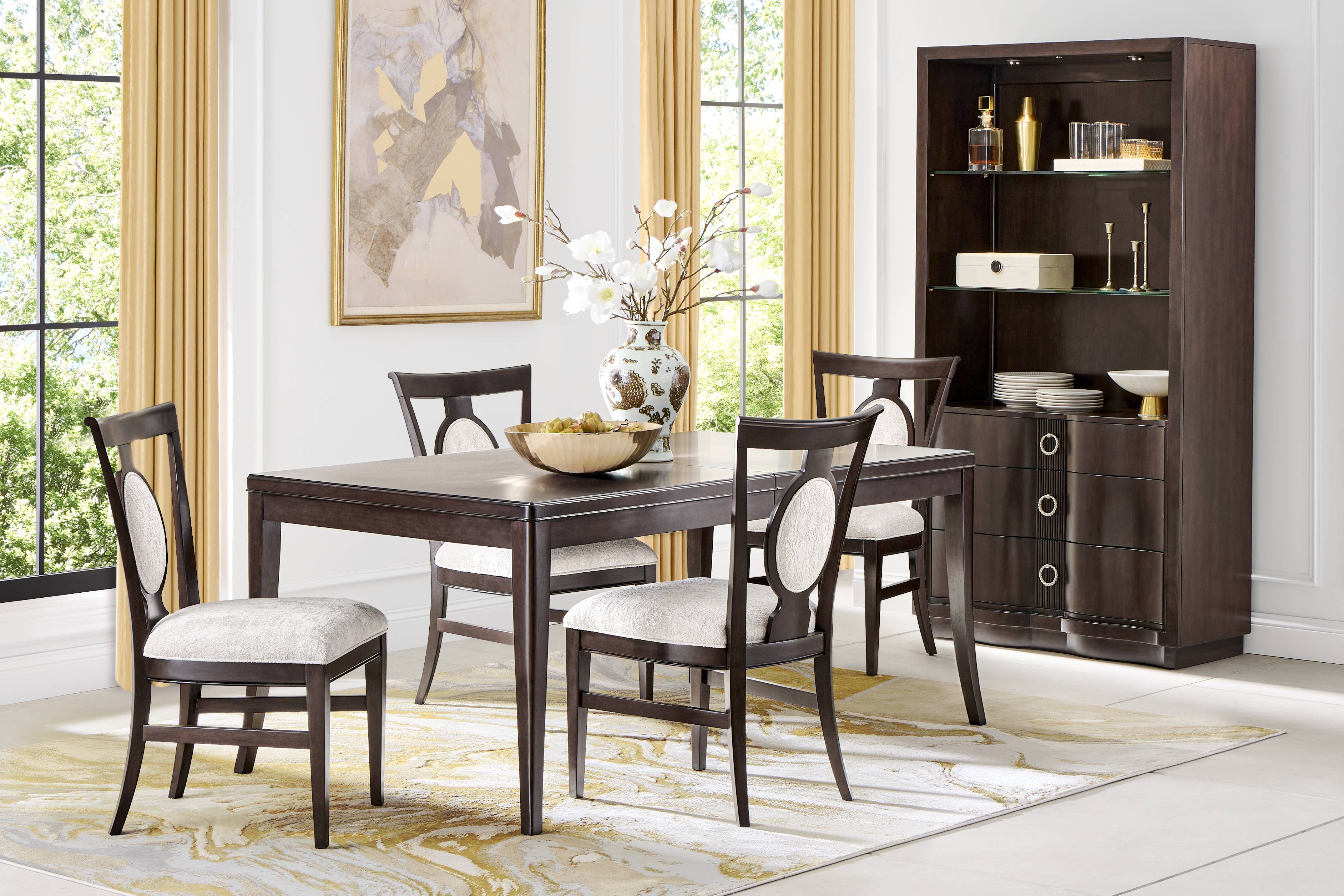 Bradbury Brown Cherry Finish Upholstered Side Chair - Thumbnail - Image 2