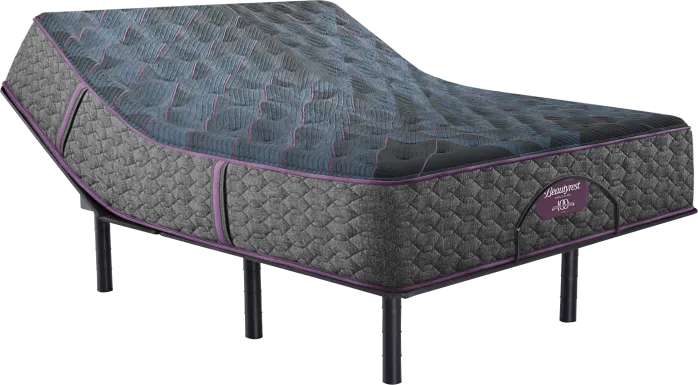 Beautyrest World Class Level Three Plush Queen Mattress Set with Head Up Only Base