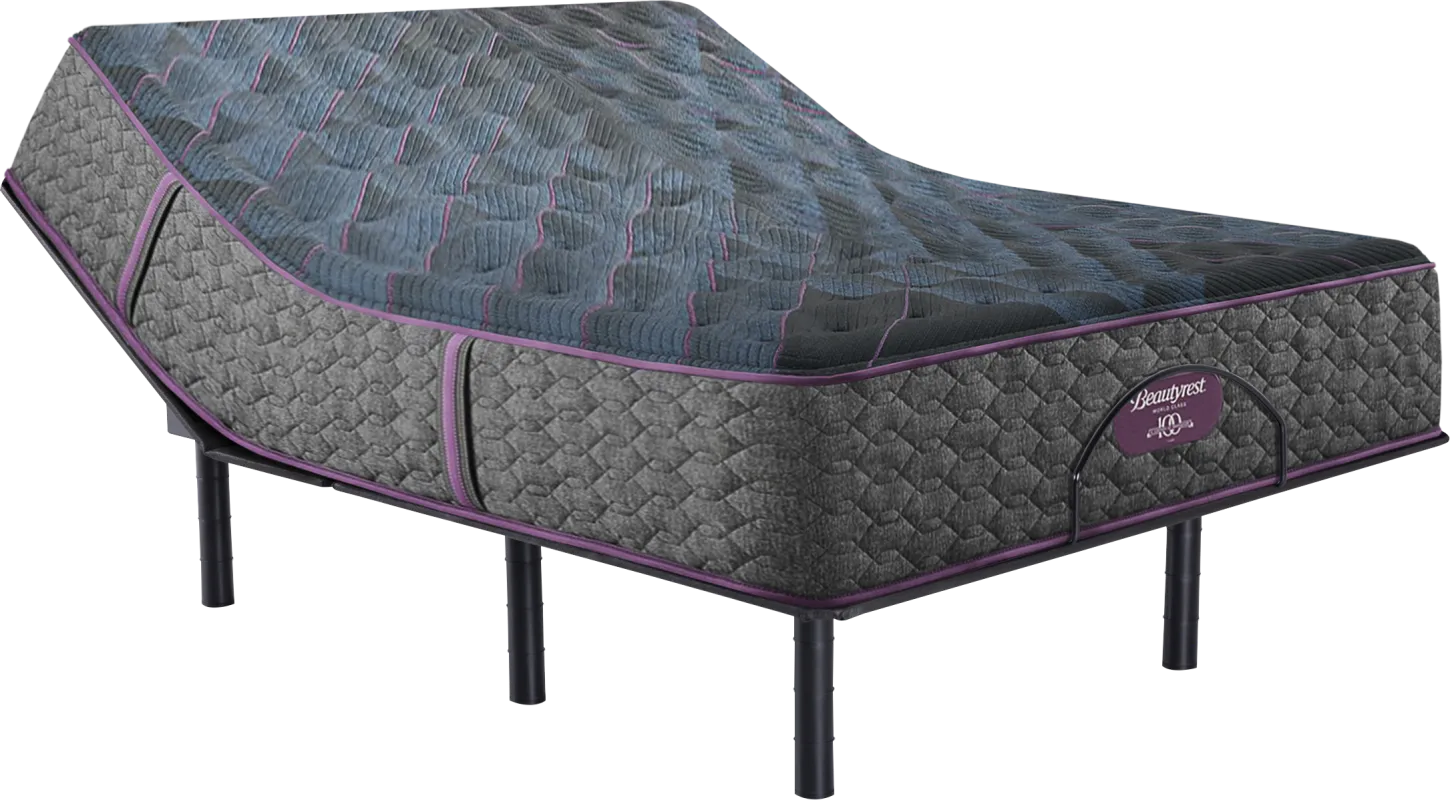 Beautyrest World Class Level Three Plush King Mattress Set with Head Up Only Base