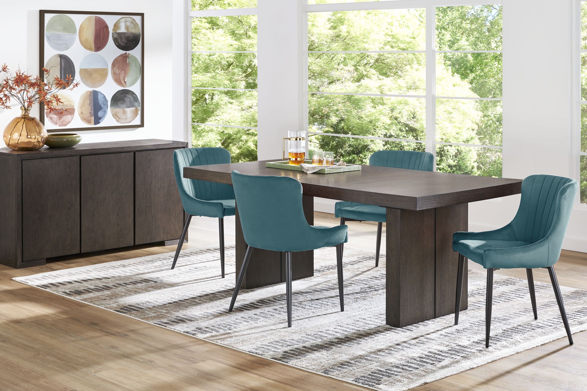 Angelica Brown 5 Pc Dining Room with Ink Side Chairs - Image 1