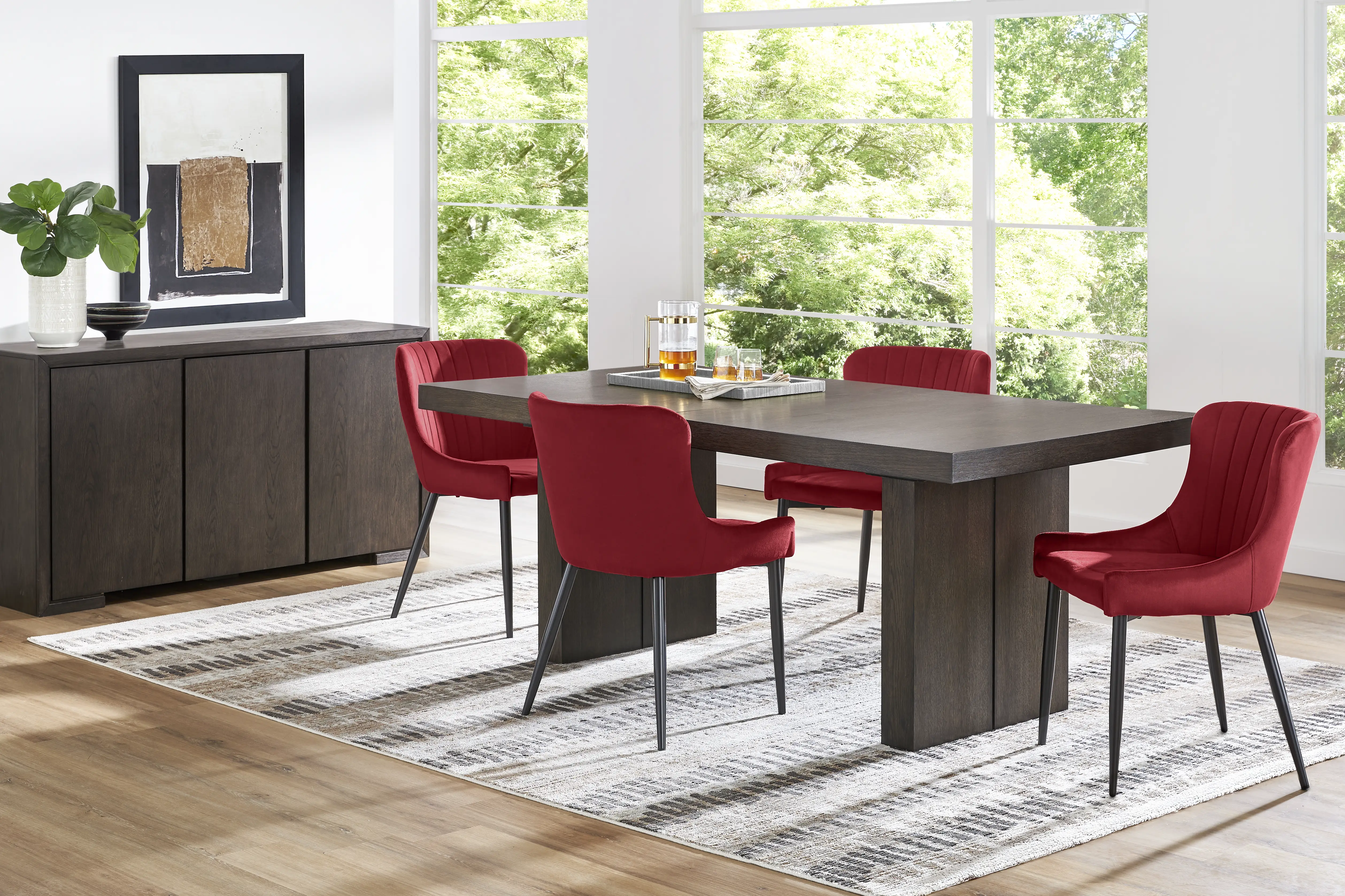 Angelica Brown 5 Pc Dining Room with Bordeaux Side Chairs - Thumbnail - Image 1