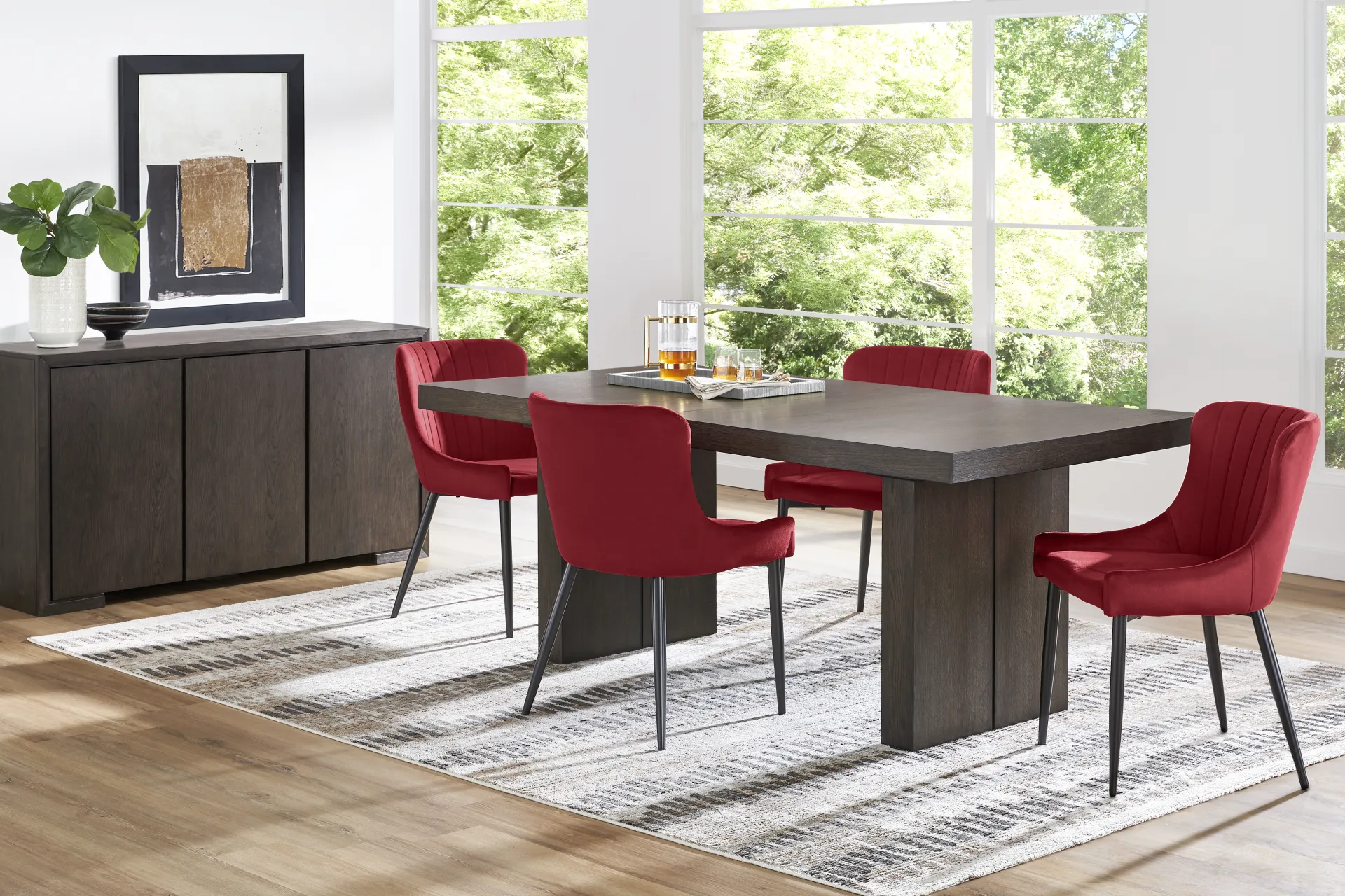 Angelica Brown 5 Pc Dining Room with Bordeaux Side Chairs - Image 1