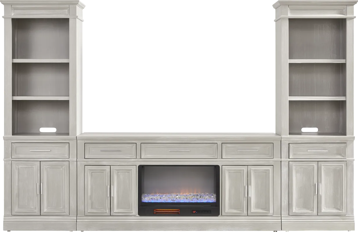 Stephenson Light Gray 4 Pc Wall Unit with 70 in. Console and Electric Fireplace