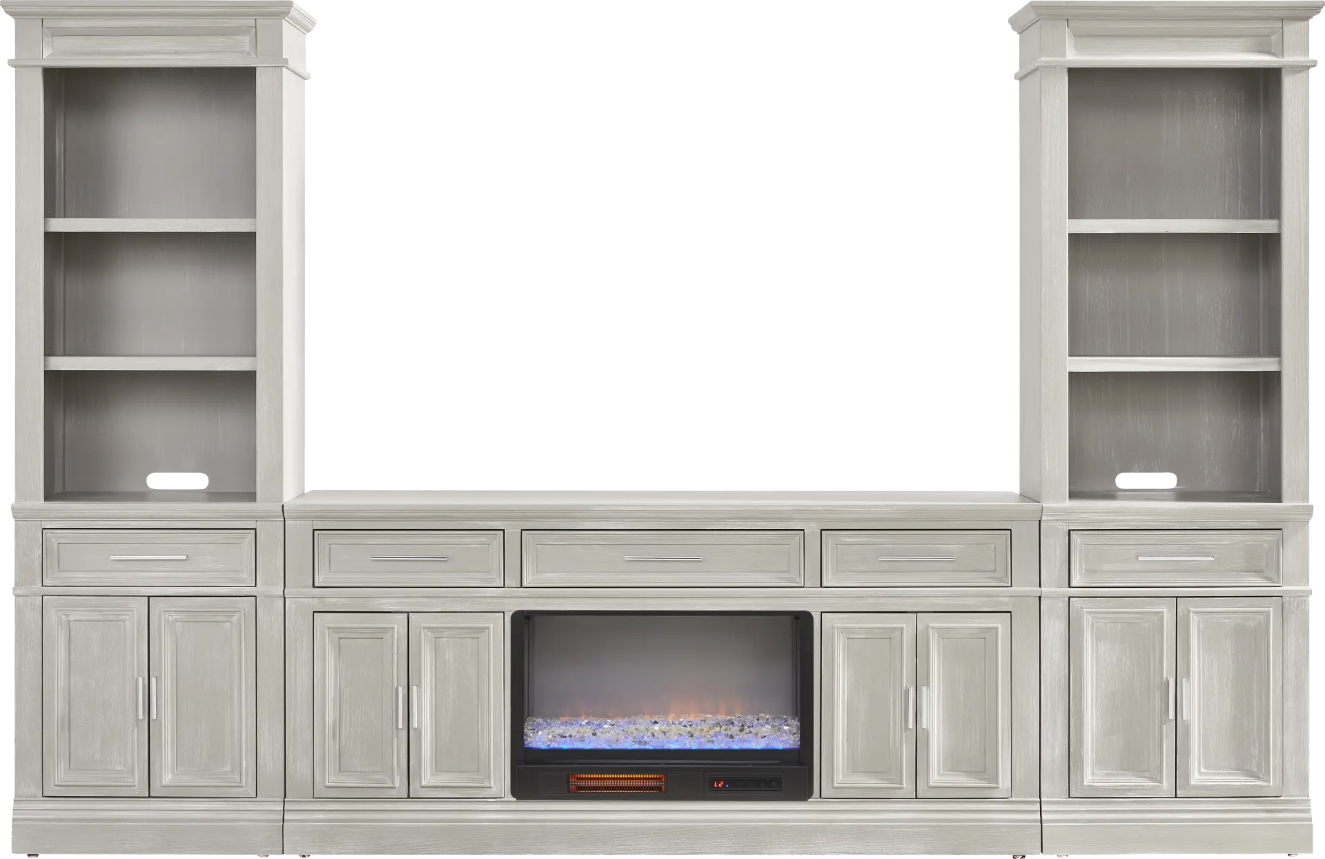 Stephenson Light Gray 4 Pc Wall Unit with 70 in. Console and Electric Fireplace