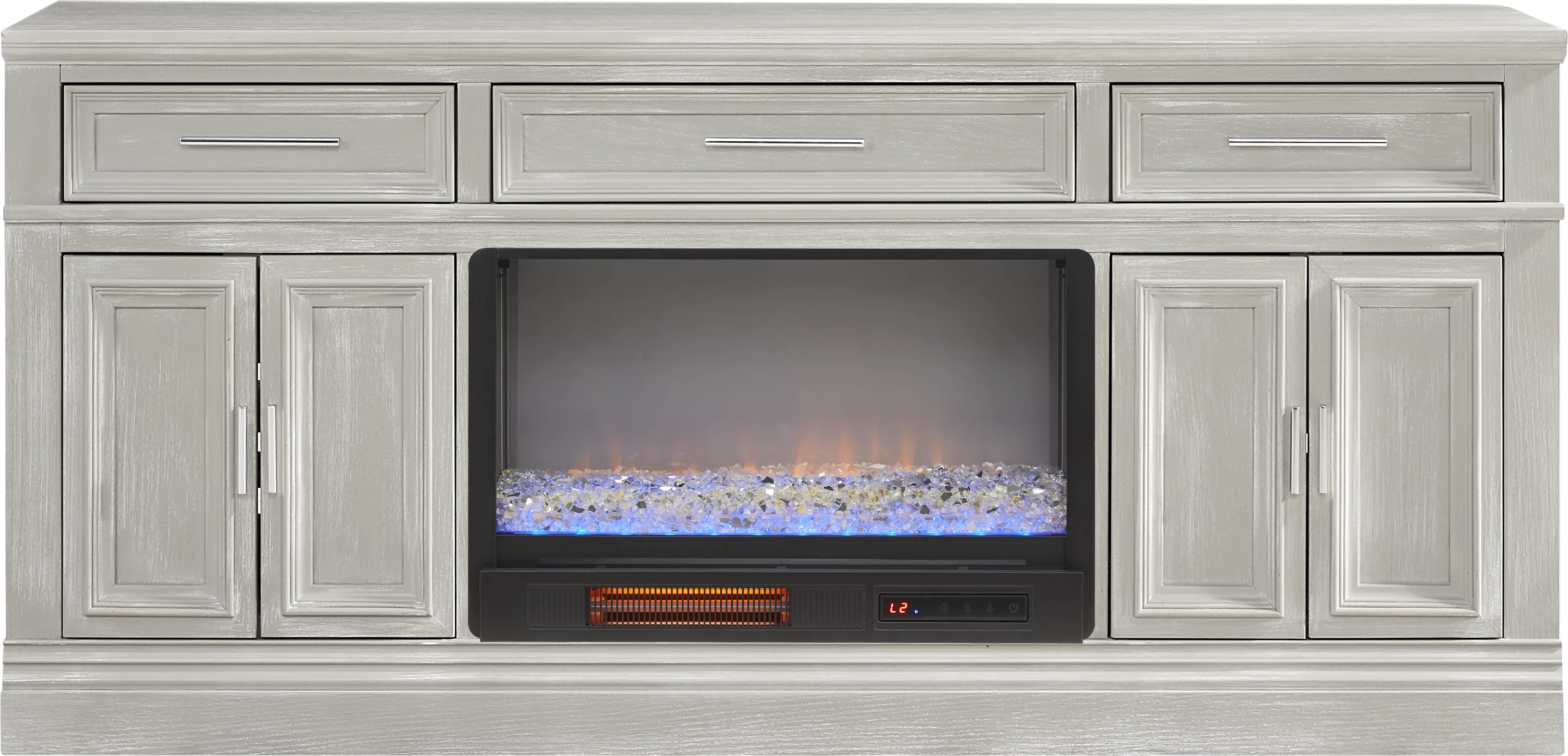 Stephenson Light Gray 70" Console with Electric Fireplace - Thumbnail - Image 1