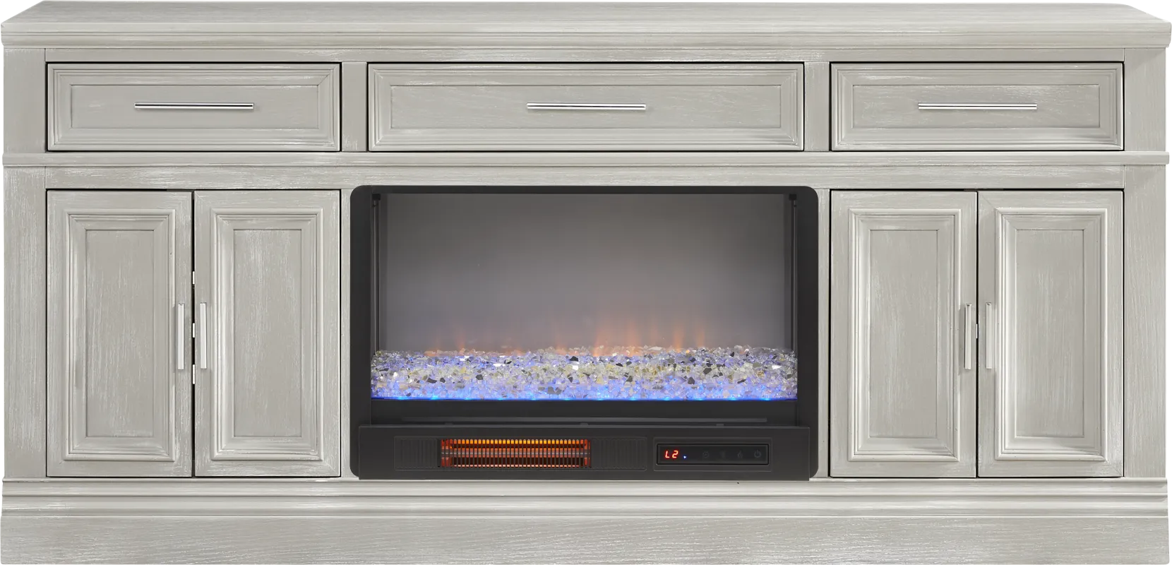 Stephenson Light Gray 70" Console with Electric Fireplace