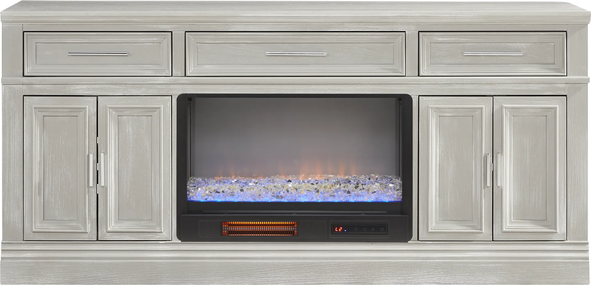 Stephenson Light Gray 70" Console with Electric Fireplace - Image 1