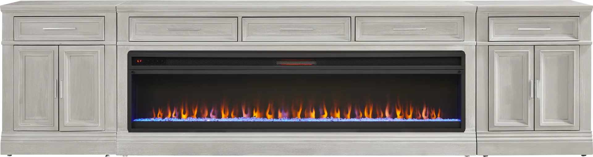 Stephenson Light Gray 4 Pc Console with Electric Fireplace - Image 1