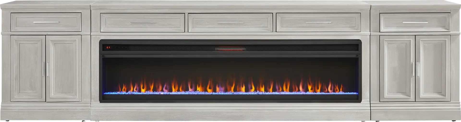Stephenson Light Gray 4 Pc Console with Electric Fireplace