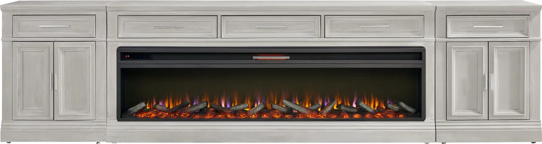 Stephenson Light Gray 4 Pc Console with Electric Log Fireplace