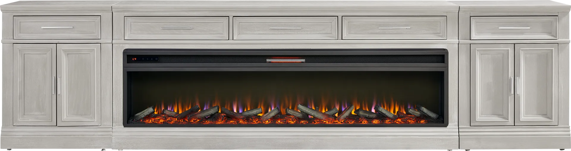 Stephenson Light Gray 4 Pc Console with Electric Log Fireplace