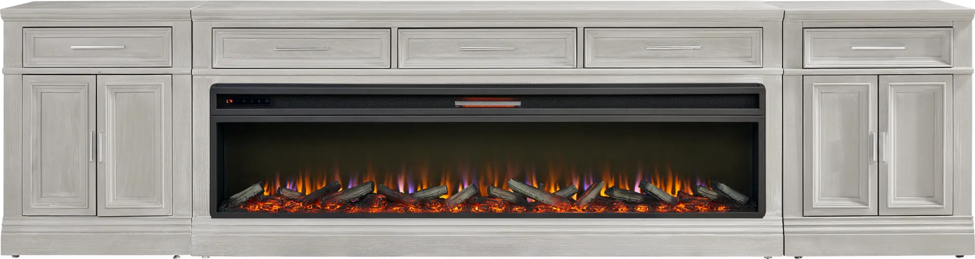 Stephenson Light Gray 4 Pc Console with Electric Log Fireplace
