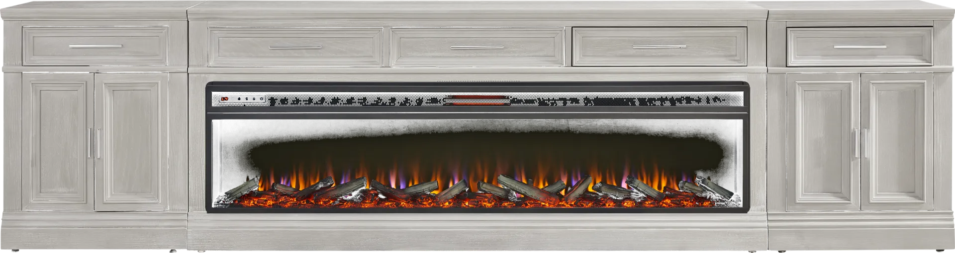 Stephenson Light Gray 4 Pc Console with Electric Log Fireplace - Image 1