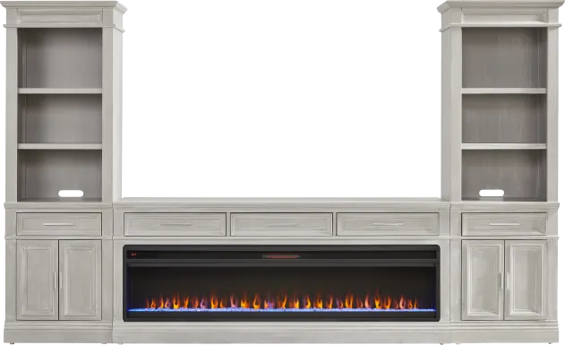Stephenson Light Gray 4 Pc Wall Unit with 78 in. Console and Electric Fireplace