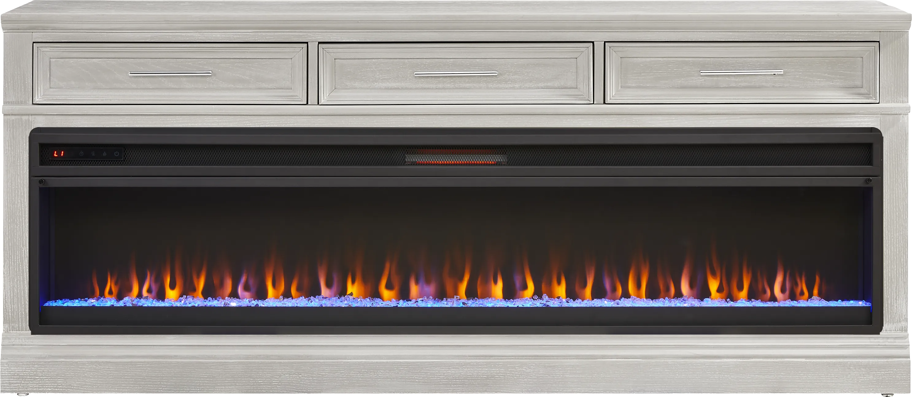 Stephenson Light Gray 78" Console with Electric Fireplace - Thumbnail - Image 1
