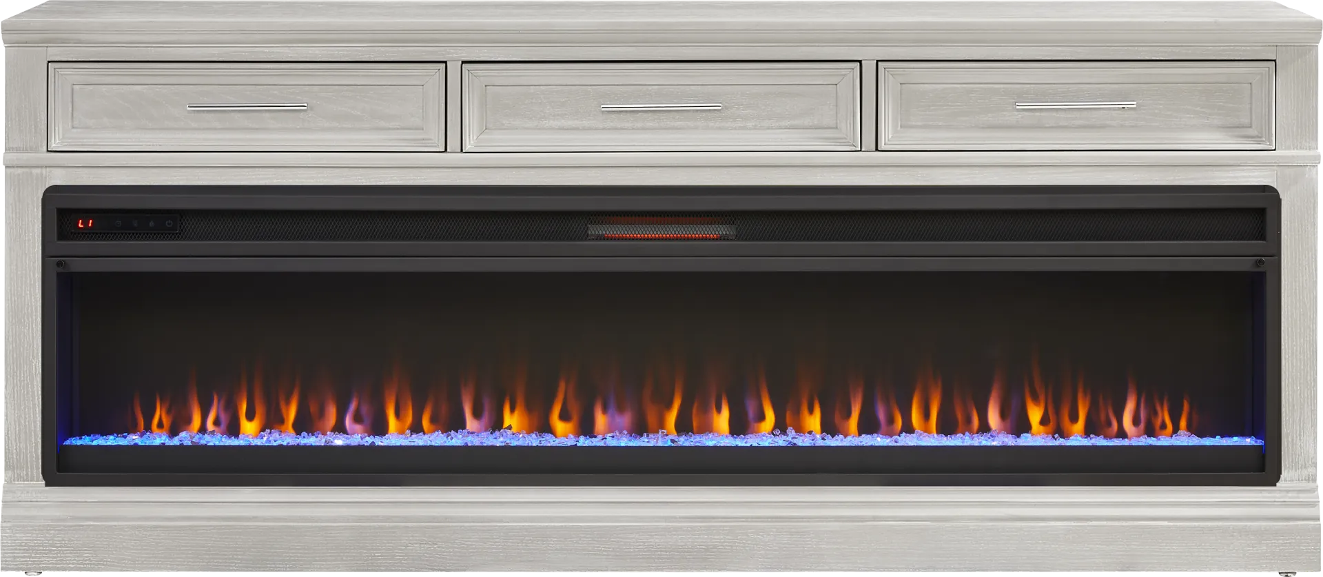 Stephenson Light Gray 78" Console with Electric Fireplace - Image 1