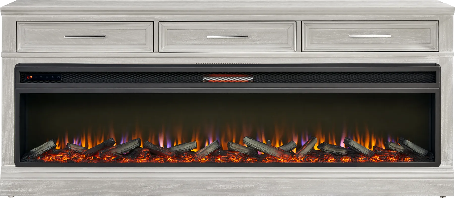 Stephenson Light Gray 78" Console with Electric Log Fireplace