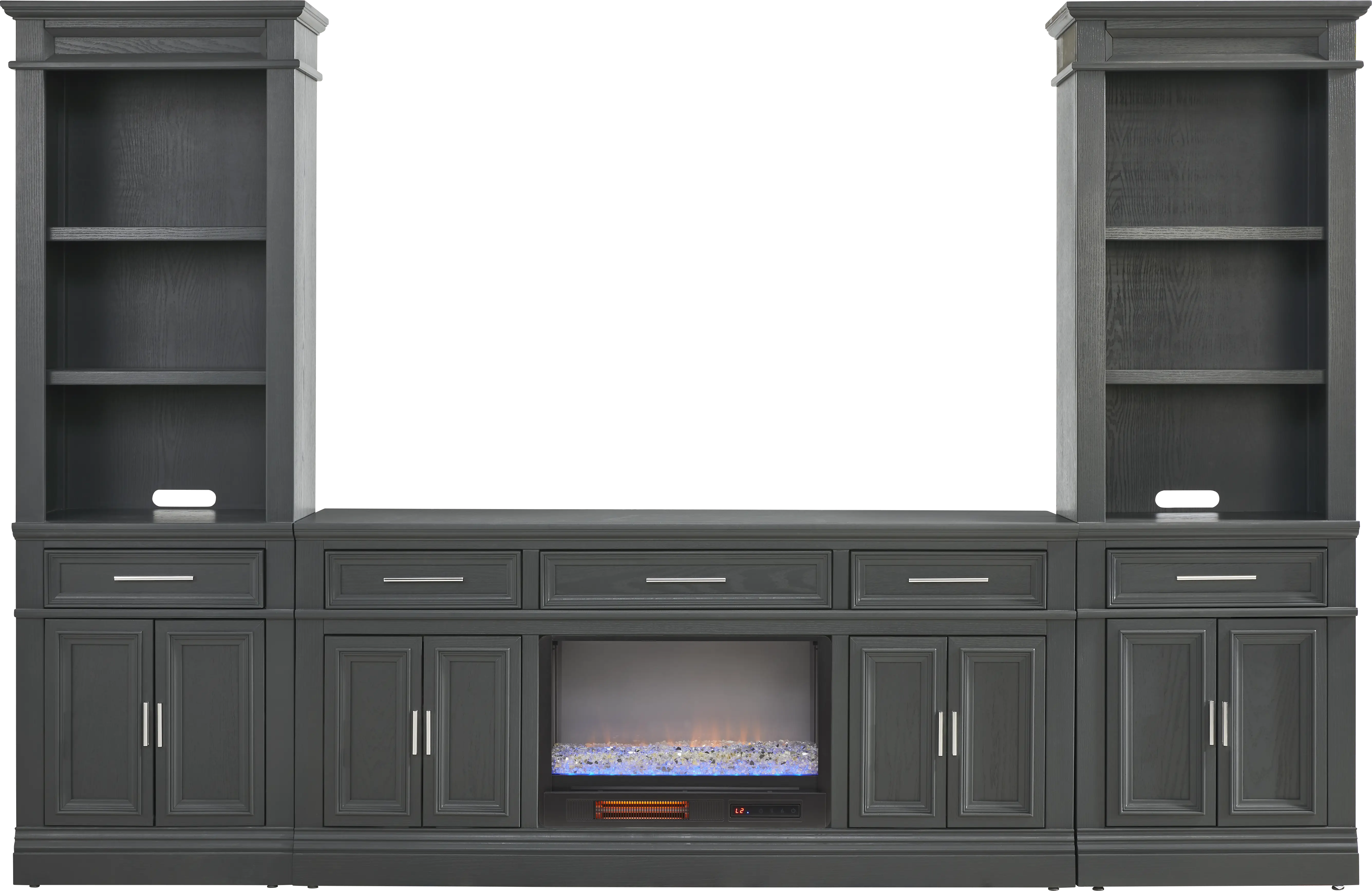 Stephenson Dark Gray 4 Pc Wall Unit with 70 in. Console and Electric Fireplace - Thumbnail - Image 1