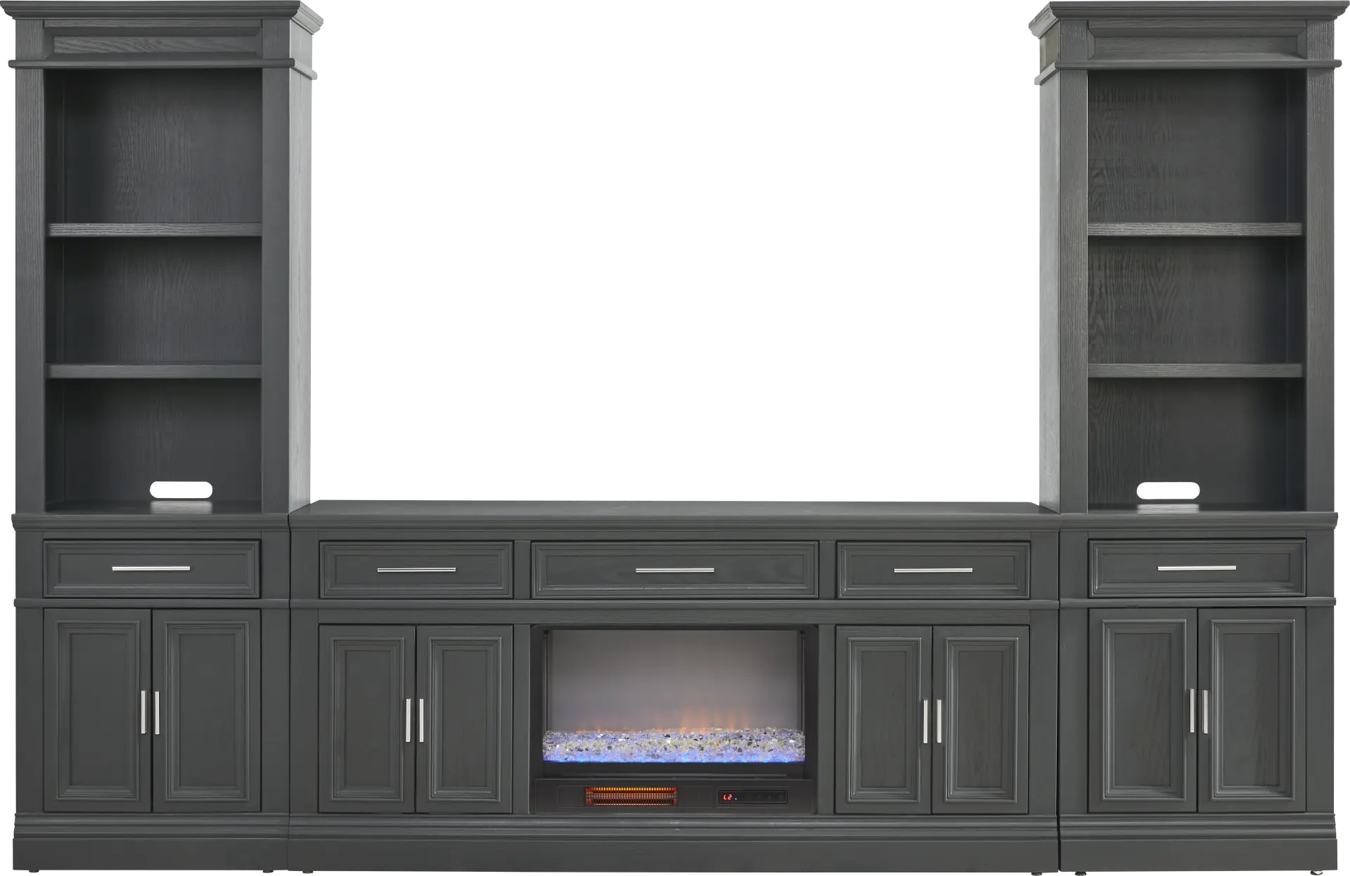 Stephenson Dark Gray 4 Pc Wall Unit with 70 in. Console and Electric Fireplace