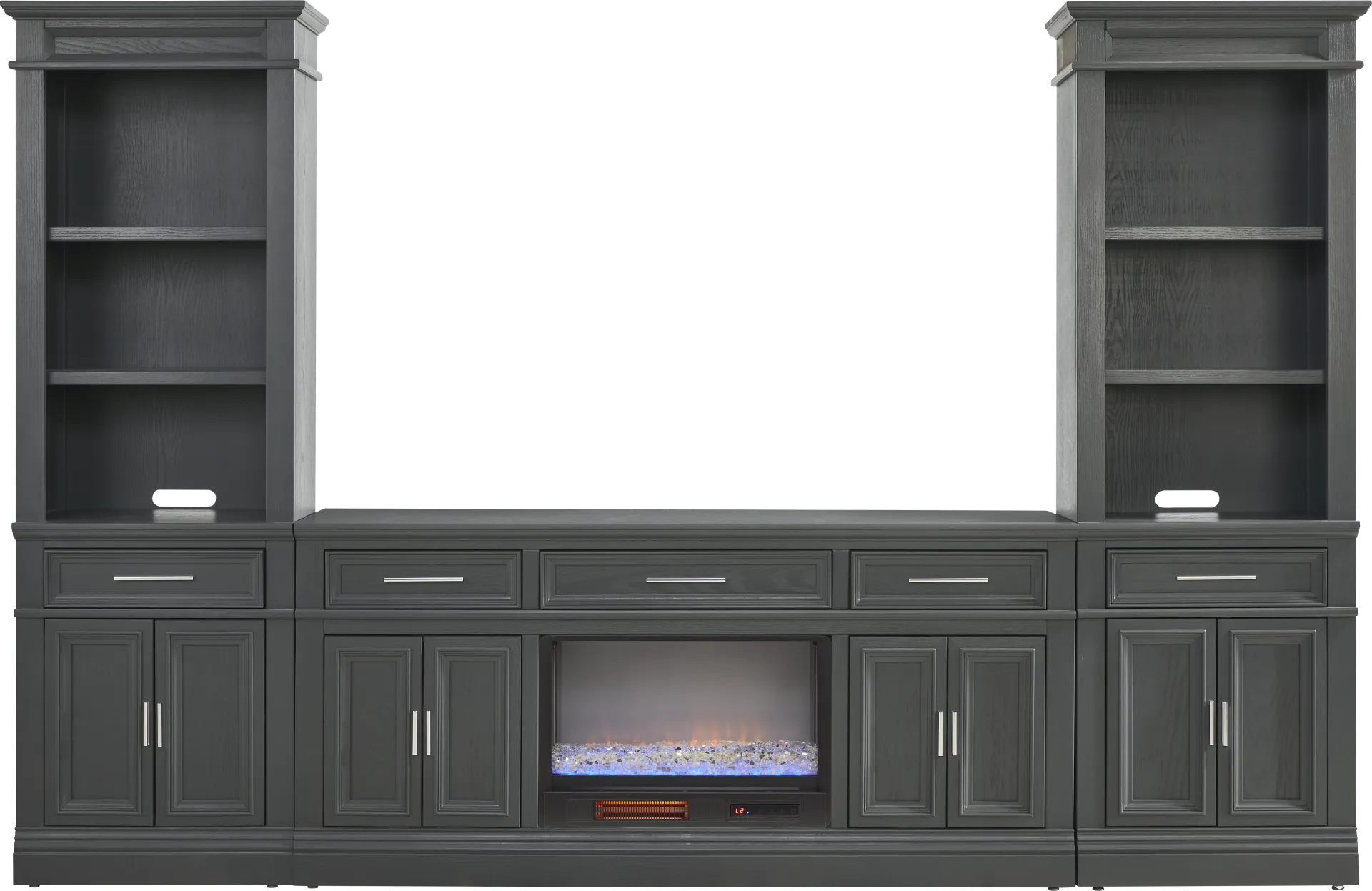 Stephenson Dark Gray 4 Pc Wall Unit with 70 in. Console and Electric Fireplace - Image 1
