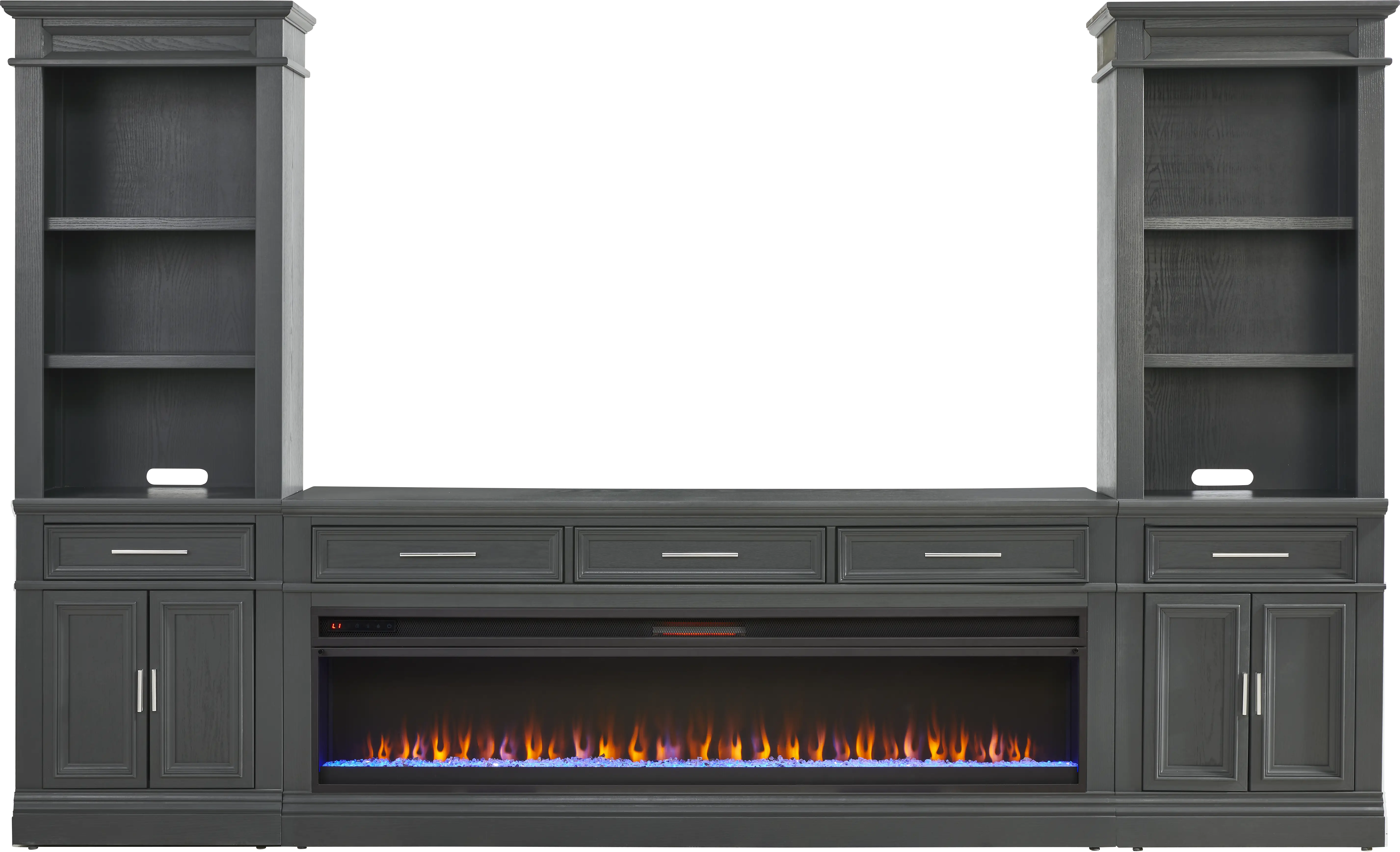Stephenson Dark Gray 4 Pc Wall Unit with 78 in. Console and Electric Fireplace - Thumbnail - Image 1