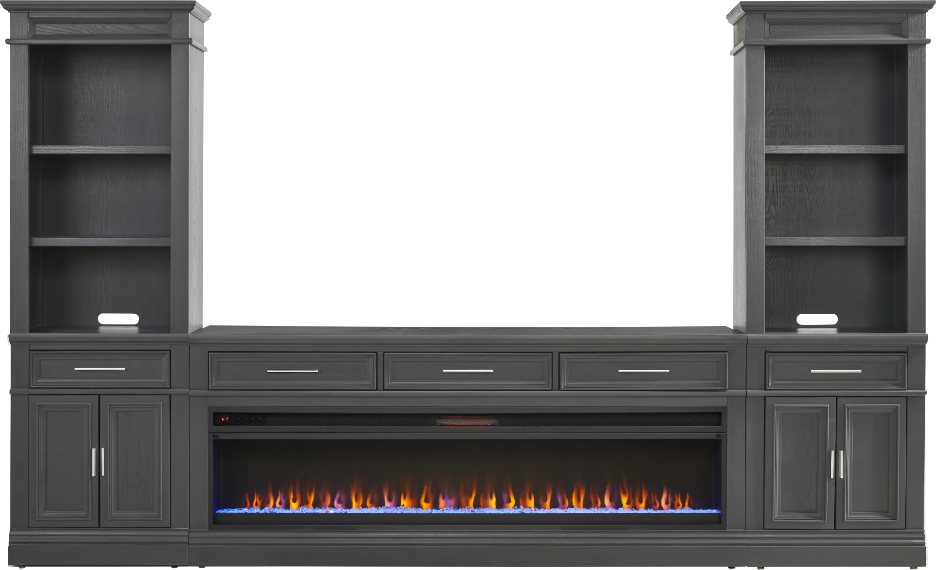 Stephenson Dark Gray 4 Pc Wall Unit with 78 in. Console and Electric Fireplace - Image 1