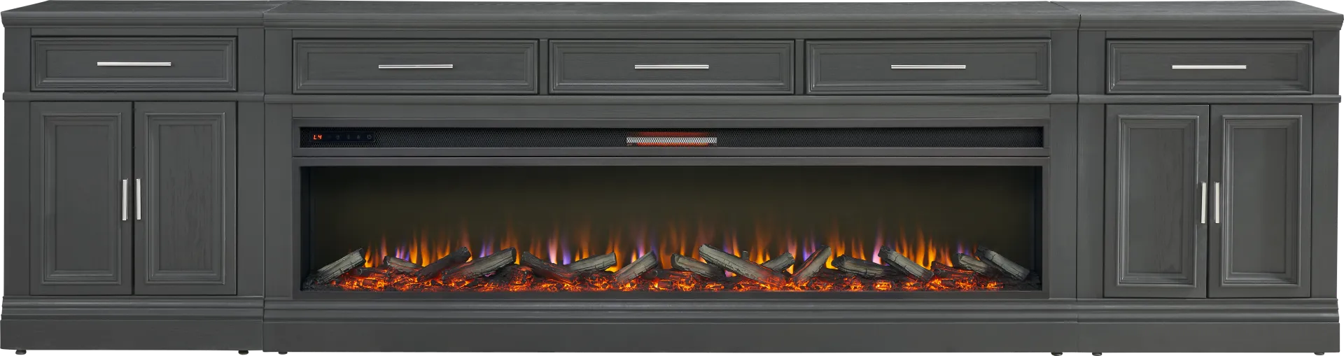 Stephenson Dark Gray 4 Pc Console with Electric Log Fireplace