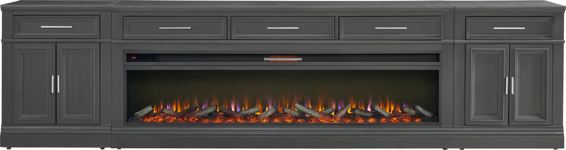 Stephenson Dark Gray 4 Pc Console with Electric Log Fireplace