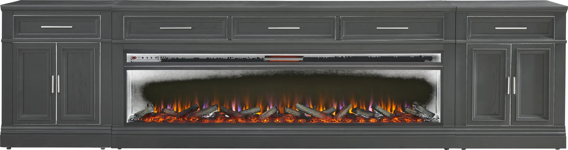 Stephenson Dark Gray 4 Pc Console with Electric Log Fireplace - Image 1