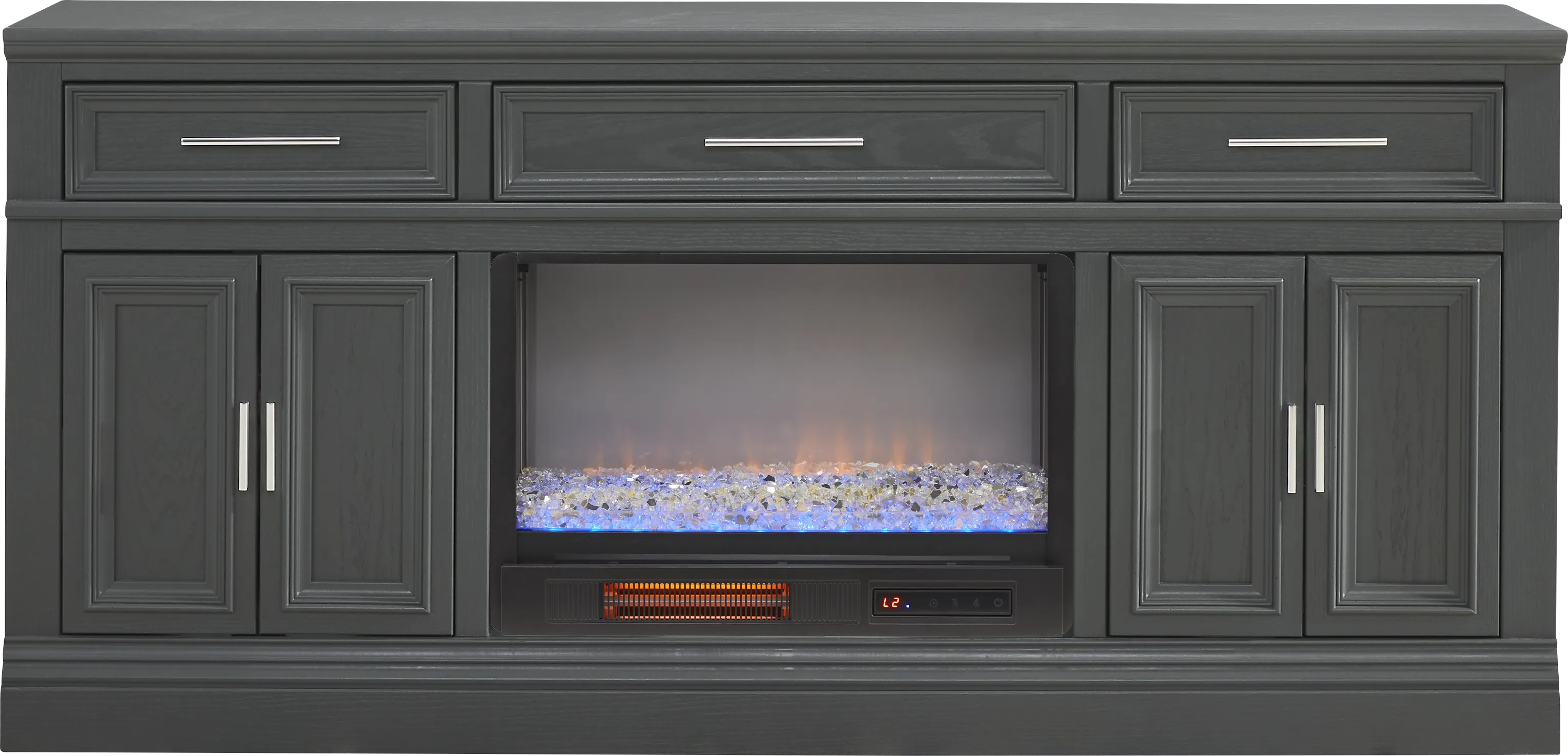 Stephenson Dark Gray 70" Console with Electric Fireplace - Thumbnail - Image 1