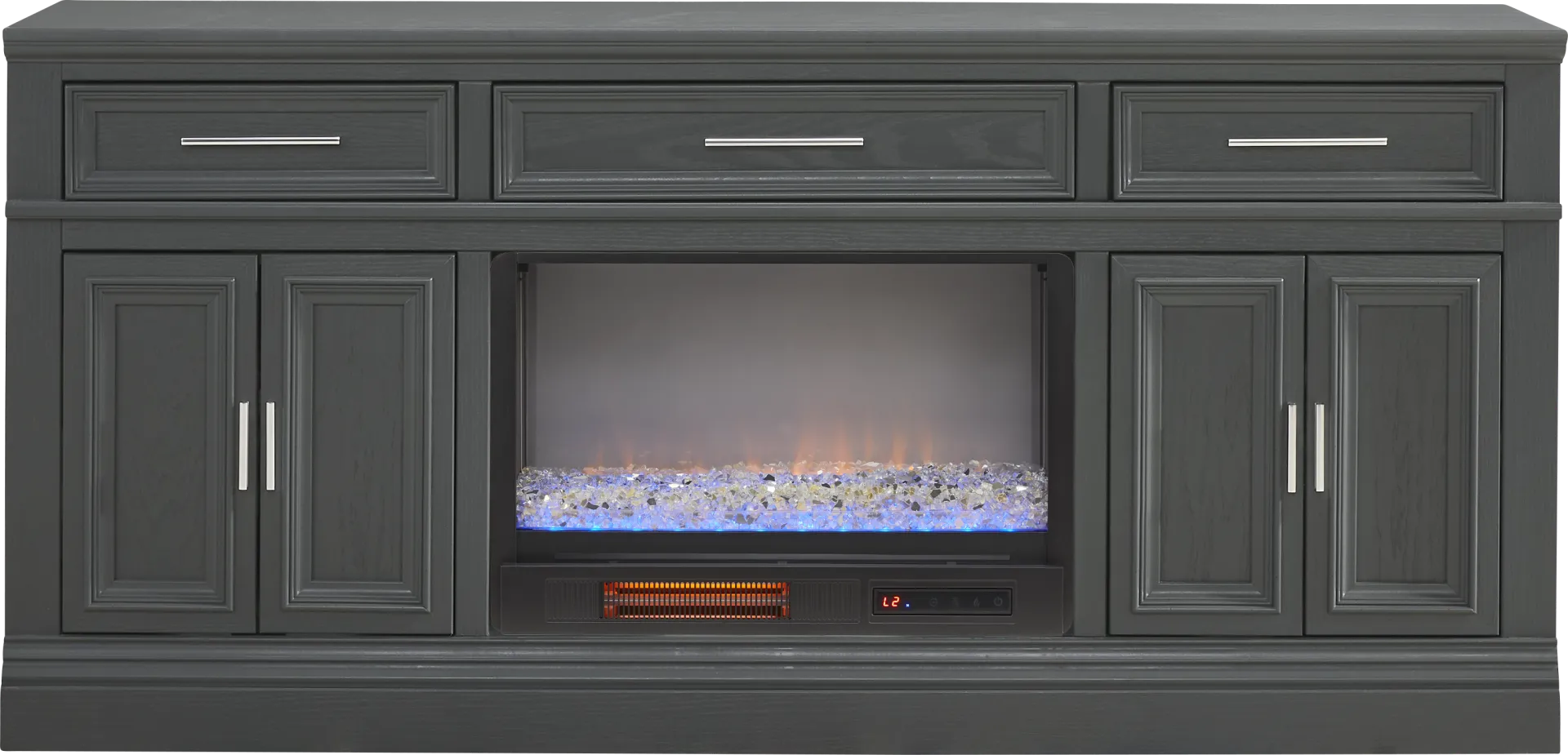 Stephenson Dark Gray 70" Console with Electric Fireplace - Image 1