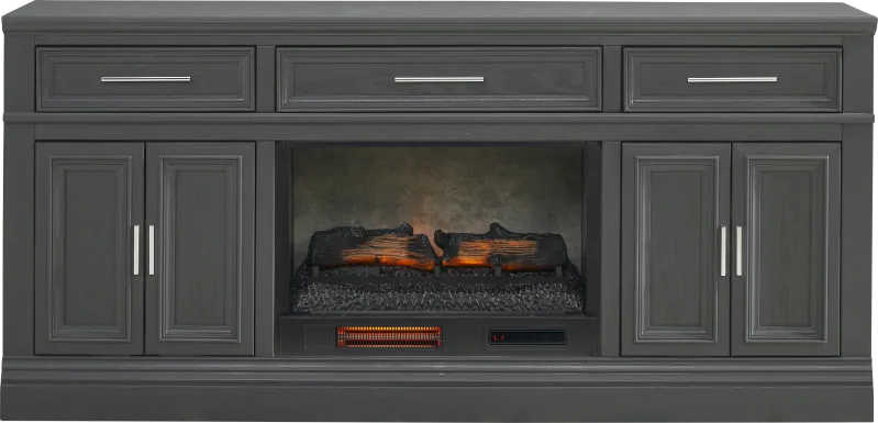Stephenson Dark Gray 70" Console with Electric Log Fireplace