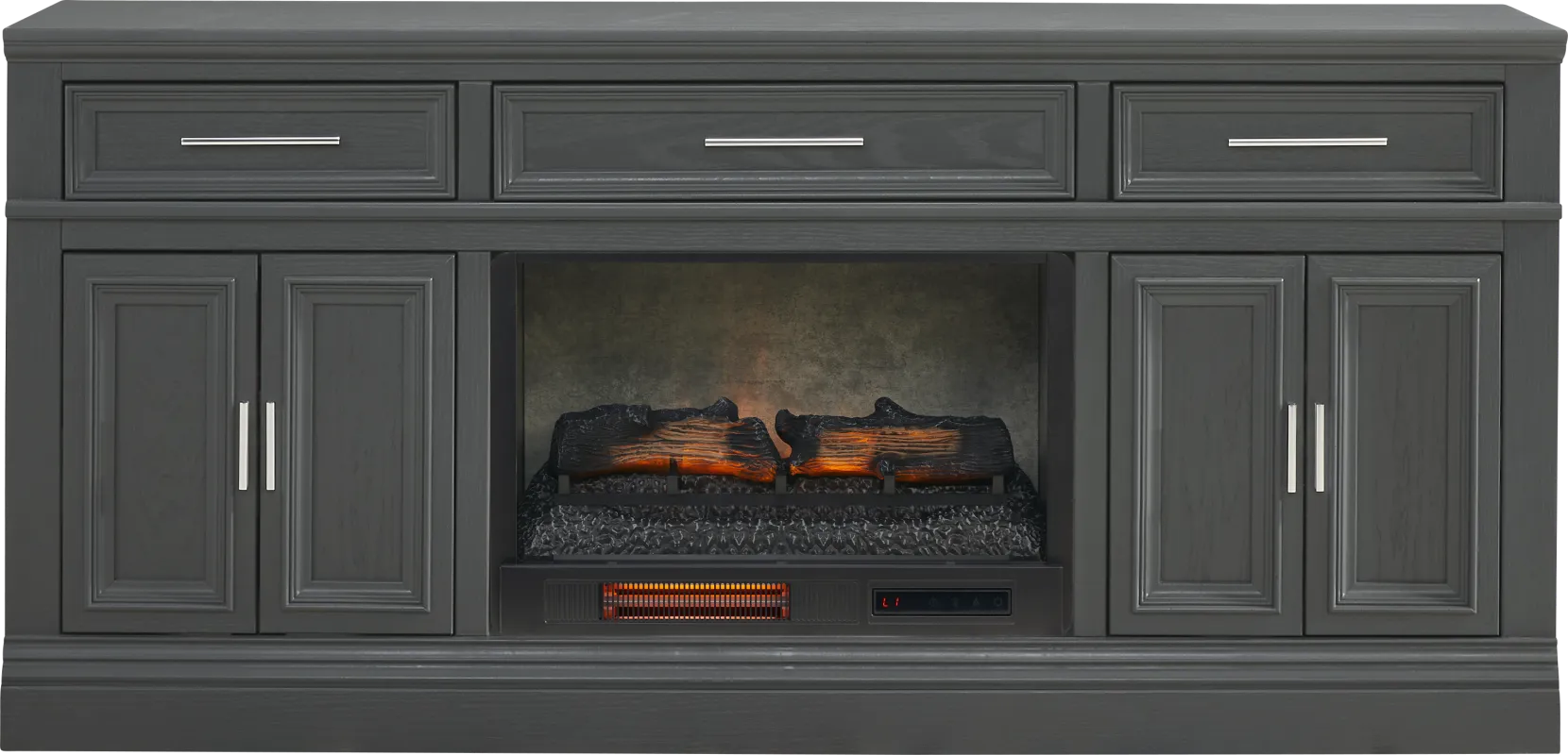 Stephenson Dark Gray 70" Console with Electric Log Fireplace