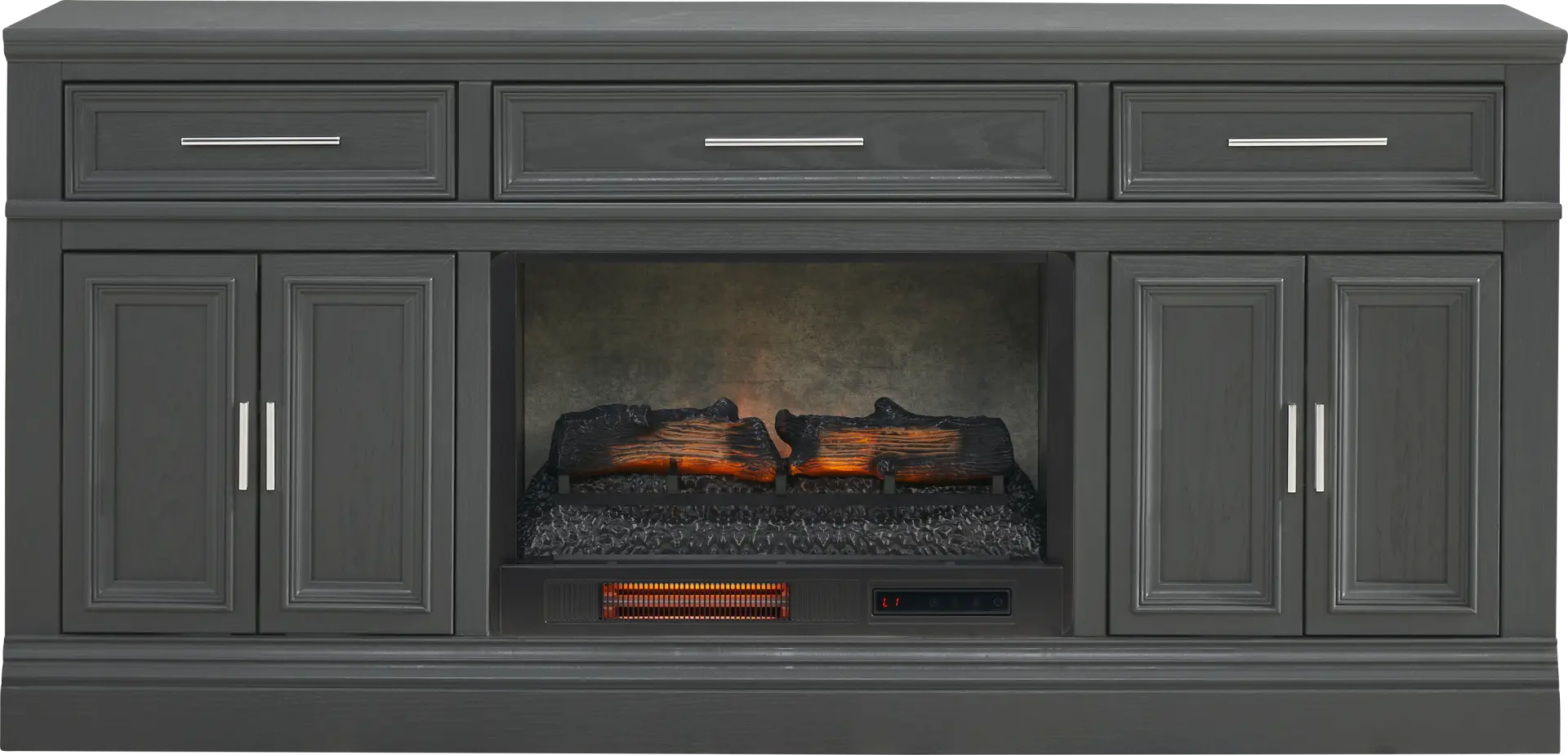 Stephenson Dark Gray 70" Console with Electric Log Fireplace