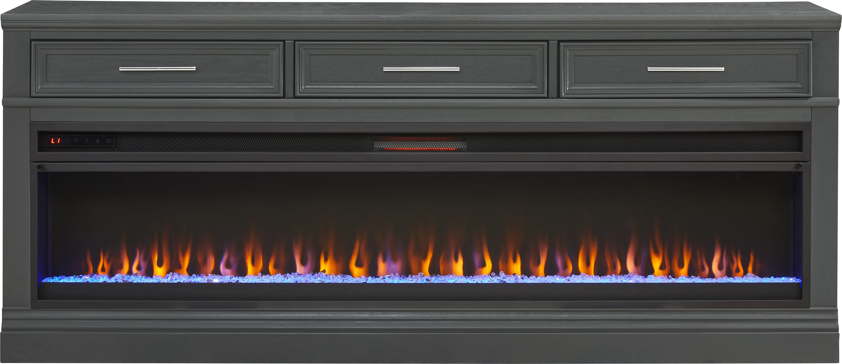 Stephenson Dark Gray 78" Console with Electric Fireplace - Thumbnail - Image 1