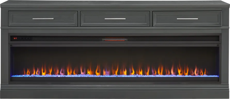 Stephenson Dark Gray 78" Console with Electric Fireplace