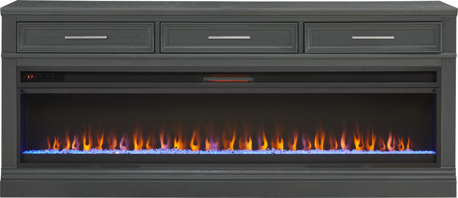 Stephenson Dark Gray 78" Console with Electric Fireplace - Image 1