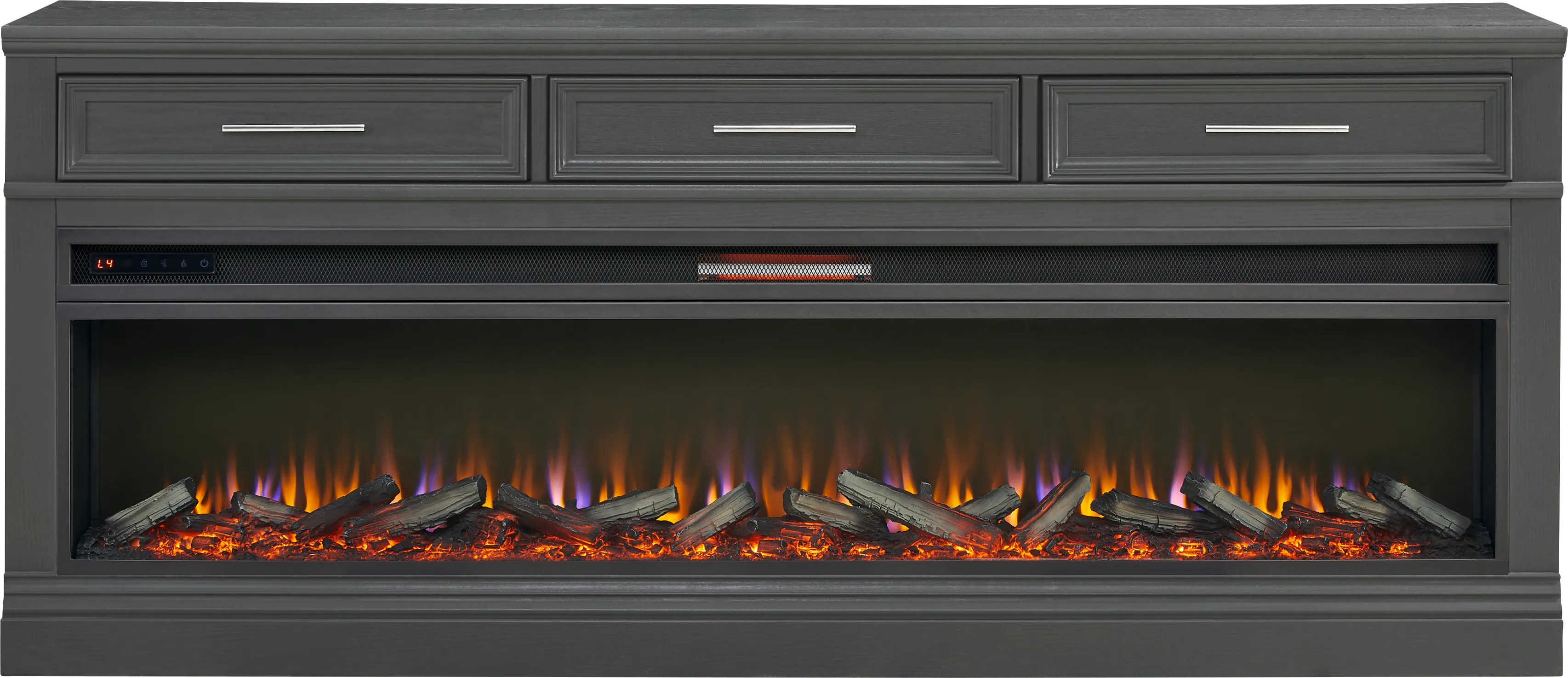 Stephenson Dark Gray 78" Console with Electric Log Fireplace - Thumbnail - Image 1